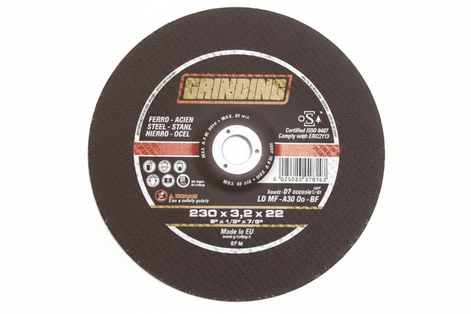 Dischi Da Taglio E Da Sgrosso Centro Depresso Per Ferro Ø Mm.230- - Ø Mm.230X3,2 Foro 22,2 Da Taglio Per Ferro - 25 Pezzi Grinding