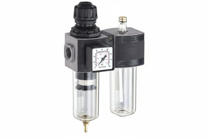 Gruppo Filtro Regolatore Di Pressione E Lubrificatore Modulare Attacco 3/8F Mm.146X63X238H. Art.E/22/2 Ani