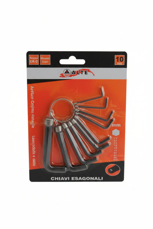 Chiavi Maschio Esagonali Cromo Vanadio In Serie 10 Pezzi - 5 Blister Alte
