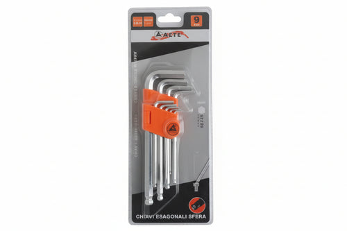 Chiavi Maschio Esagonali Ball Point Tipo Medio Cromo Vanadio Sr. 9 Pz. - 2 Blister Alte