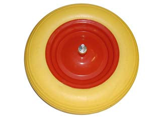 Ruota Per Carriola Pu Piena Perno Mm.12X170 Perno Mm.12X170, Interasse Mm.110 Alte