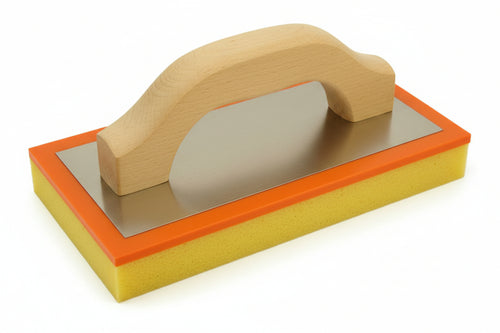 Frattone In Spugna Arancio Manico Legno- - Cm.23,5X10,5 - 2 Pezzi Alte