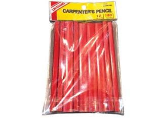 Matita Da Falegname E Muratore Rossa- 180X12X7 Mm - Mina Hb - - 25 Pezzi Alte