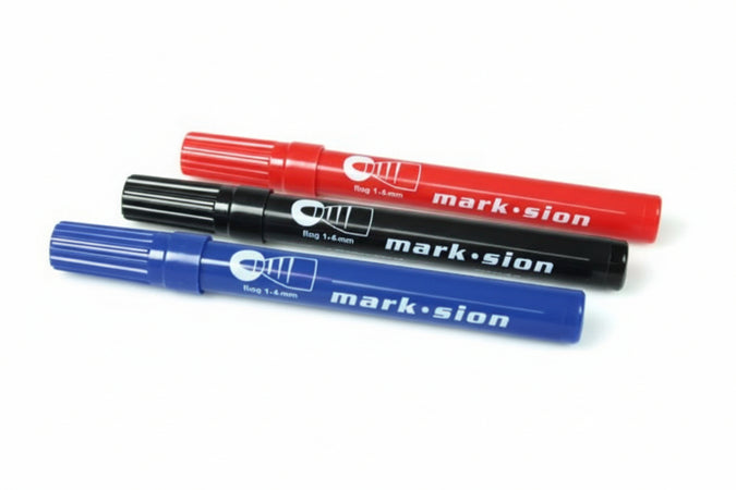 Pennarello Permanente Punta Tonda Fine Marker- - Nero - 10 Pezzi Lyra