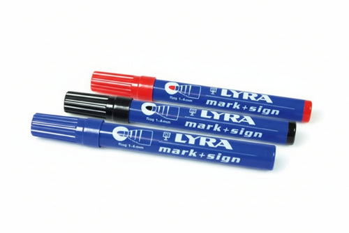 Pennarello Permanente Punta Tonda Fine Marker- - Rosso - 10 Pezzi Lyra