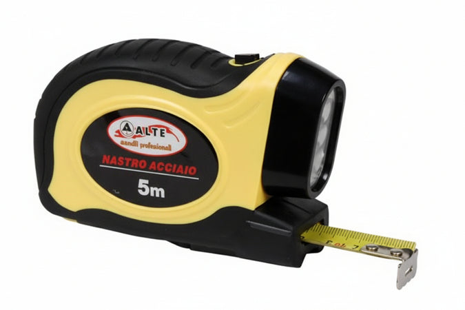 Flessometro Sole Con Luce A Led- - Mt.5 Nastro Mm.19H. - 6 Blister Alte