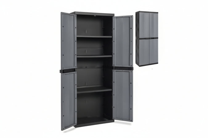 Armadio Tuttopiani 2 Ante + 3 Ripiani Nero/Grigio Basalto Art.202 Cm.65X37X165H. Toomax