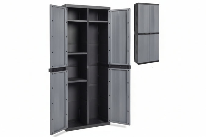 Armadio Portascope A 2 Ante + 4 Ripiani Nero/Grigio Basalto Art.201 Cm.65X37X165H. Toomax