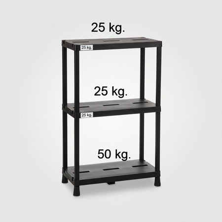 Scaffale Universal Pro 633 Per Interni Con 3 Ripiani Nero Art.127 Cm.60X30X95H. Toomax