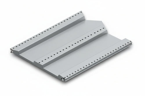 Ripiano In Lamiera Forata Verniciato Grigio Ral 7035 Mm.665 L.X500 P. Con 2 Rinforzi