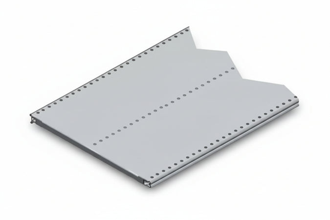 Ripiano In Lamiera Forata Verniciato Grigio Ral 7035 Mm.665 L.X600 P. Con 2 Rinforzi