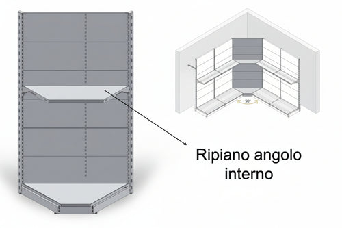 Ripiano In Lamiera Forato Angolo Interno Verniciato Grigio Ral 7035 Mm.400 P.