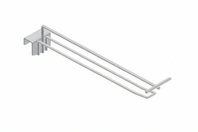 Gancio In Filo Cromato Doppio Per Barre Universali Con Portaprezzi Ø Mm.5X350 L.