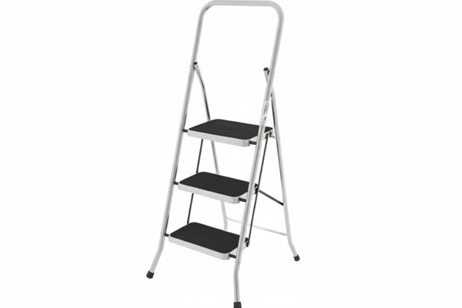 Scala Sgabello New Security Tubolari Alluminio Gradini Acciaio 3 Gradini Cm.38X26X75H. Peso Kg.6,4 Colombo