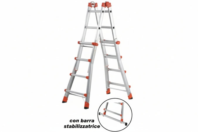 Scala Multifunzione Telescopica Peppina En 131 4+4 G. Ap. Cm.378H. Cm.55X24X115H. Kg.11 Al020 Gierre