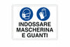 Cartello Indossare Mascherina E Guanti- - Cm.30X20H. In Plastica - 10 Pezzi