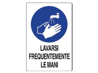 Cartello Lavarsi Frequentemente Le Mani- - Cm.20X30H. In Plastica - 10 Pezzi
