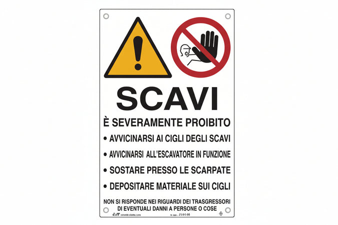 Cartello Scavi Pericoloso Avvicinarsi- - Cm.50X70H. - 10 Pezzi