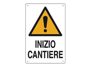 Cartello Inizio Cantiere- - Cm.40X60H. In Plastica - 10 Pezzi
