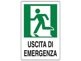 Cartello Uscita Di Emergenza A Sinistra- - Cm.20X30H. - 10 Pezzi