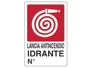 Cartello Lancia Antincendio Idrante N°- - Cm.20X30H. - 10 Pezzi