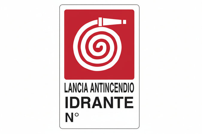 Cartello Lancia Antincendio Idrante N°- - Cm.20X30H. - 10 Pezzi