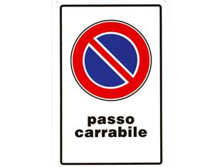 Cartello Passo Carrabile- - Cm.20X30H. - 10 Pezzi
