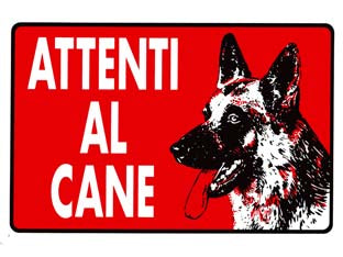 Cartello Attenti Al Cane- - Cm.30X20H. - 10 Pezzi