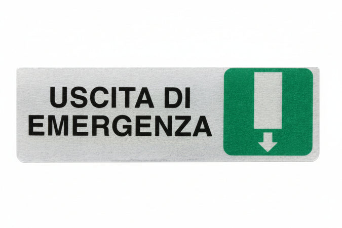 Targhetta Adesiva Uscita Di Emergenza (Freccia In Giu')- - Cm.15X5H. - 10 Pezzi