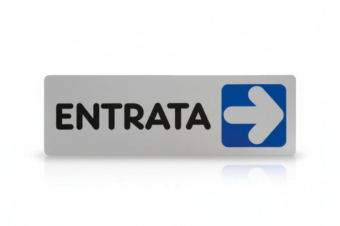 Targhetta Adesiva Entrata (Freccia A Destra)- - Cm.15X5H. - 10 Pezzi