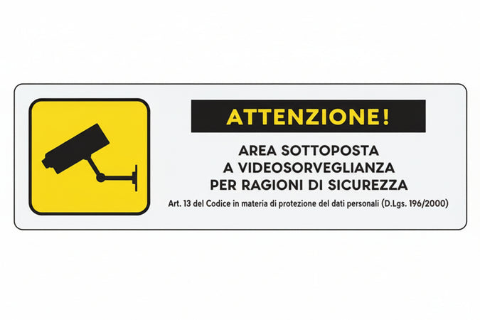 Targhetta Adesiva Area Videosorvegliata Con Normativa- - Cm.15X5H. - 10 Pezzi