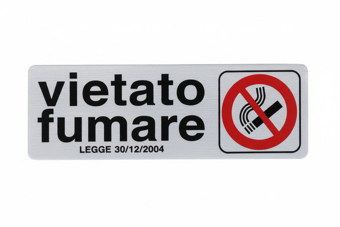 Targhetta Adesiva Vietato Fumare Con Normativa- - Cm.15X5H. - 10 Pezzi