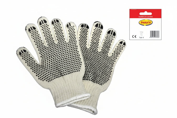 Guanti In Poliestere/Cotone Puntinati Con Polsino- Tg.10 Uomo - 12 Paio Excel