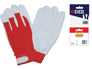 Guanti Da Lavoro In Maialino Dorso Cotone Rosso- - Tg. 10 - 12 Blister Excel Protexio
