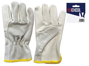 Guanti Da Lavoro Bovino Palmo Fiore Dorso Crosta- - Tg.9 - 12 Pezzi Excel