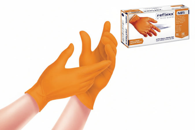 Guanto In Nitrile Grip 3D Gr.8,4 Senza Polvere Arancioni- - Tg.M In Conf. Da 50 Pz. - 2 Pezzi