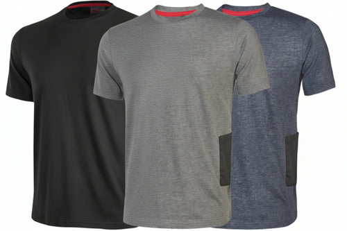 T-Shirt Road Manica Corta- - Tg.Xl - Grey Meteorite - 90% Cotone, 10% Viscose - 3 Pezzi U-Power