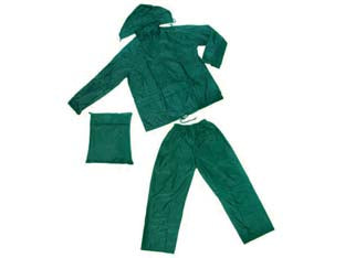 Impermeabile Giacca/Pantalone In Nylon Verde Tg. M Excel