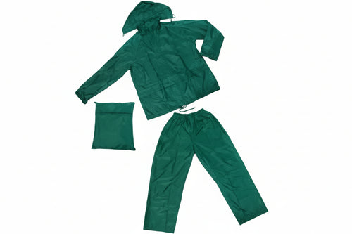 Impermeabile Giacca/Pantalone In Nylon Verde Tg. L Excel