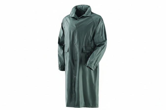 Impermeabile Cappotto In Nylon Spalmato In Pvc Verde Tg.L