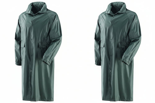 Impermeabile Cappotto In Nylon Spalmato In Pvc Verde Tg.Xxxl
