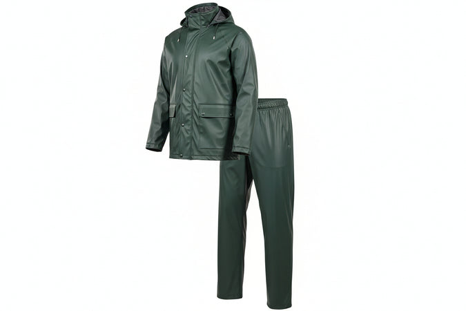 Impermeabile Giacca/Pantalone In Poliuretano Verde Tg.M Colore Verde