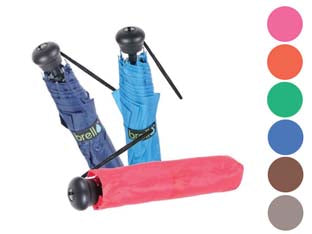 Ombrello Pieghevole Mini Automatico 8 Stecche In Fibra Tinta Unita- - Colori Assortiti - 3 Pezzi