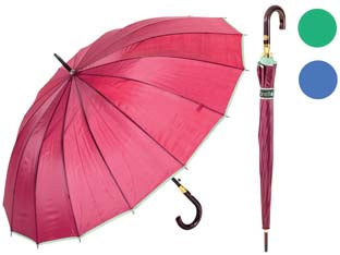 Ombrello Lungo Automatico 16 Stecche Mod. Donna- - Colori Assortiti - 3 Pezzi