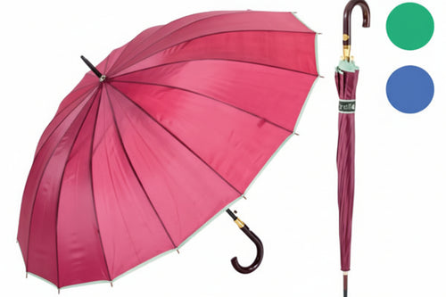 Ombrello Lungo Automatico 16 Stecche Mod. Donna- - Colori Assortiti - 3 Pezzi