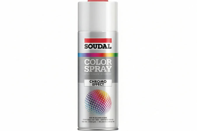 Color Spray Chromo Effect Smalto Acrilico Effetto Cromato Spray- - Ml.400 - Argento (160338) - 6 Pezzi Soudal