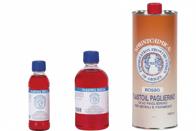 Olio Paglierino Rosso Per Mobili- - Lt.0,250 Colore Rosso - In Flacone - 12 Pezzi