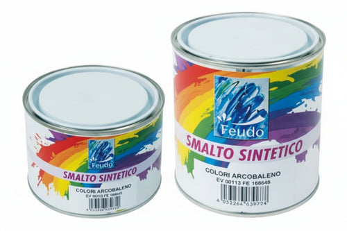 Smalto Sintetico Opaco (Lack 90)- - Ml.375 Bianco Opaco Ral 9010 - 6 Pezzi Feudo