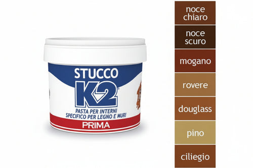 K2 Stucco Colorato In Pasta Per Legno In Barattolo- - Kg.0,500 - Rovere - 12 Pezzi K2