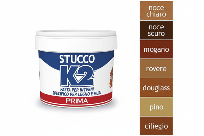 K2 Stucco Colorato In Pasta Per Legno In Barattolo- - Kg.0,500 - Douglas - 12 Pezzi K2